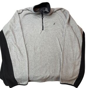 Nautica Half‎ Zip Fleece Sweater Men's XL Grey Sailboat Logo Golf Hiking Comfort